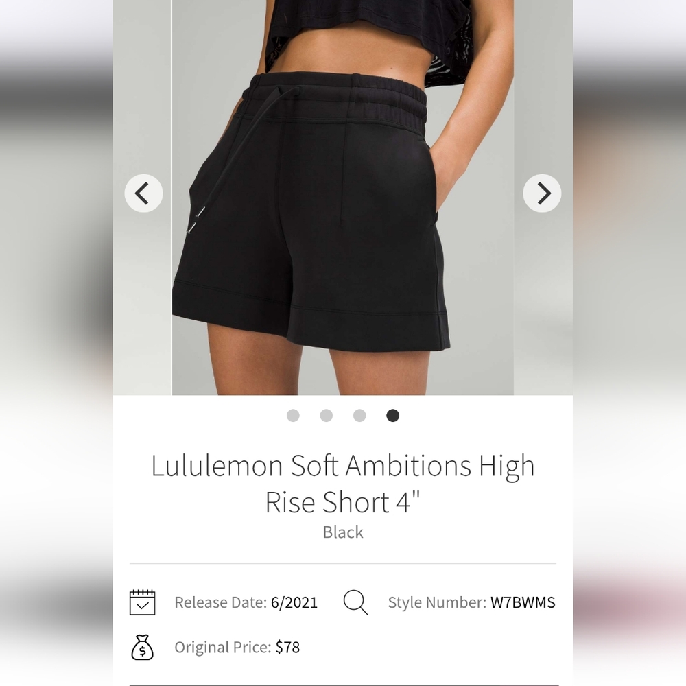 lululemon athletica Black Soft Ambitions High Rise Shorts